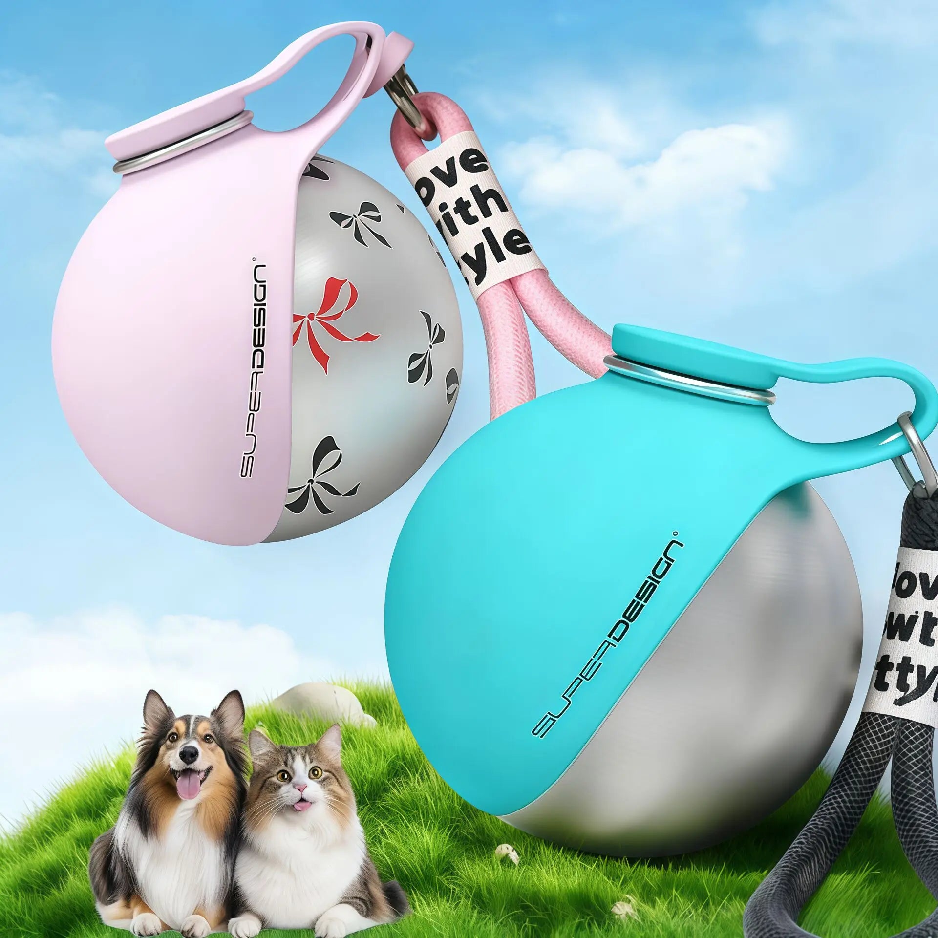 2-in-1 Portable Dog Water Bottle and Food Container